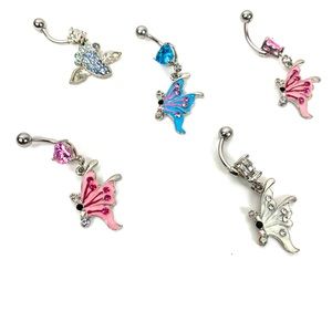Butterly Gem Drop Dangle Belly Ring
